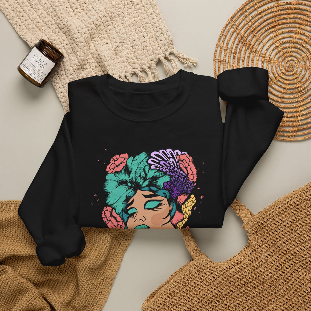 Surreal Floral Portrait Crewneck Sweatshirt