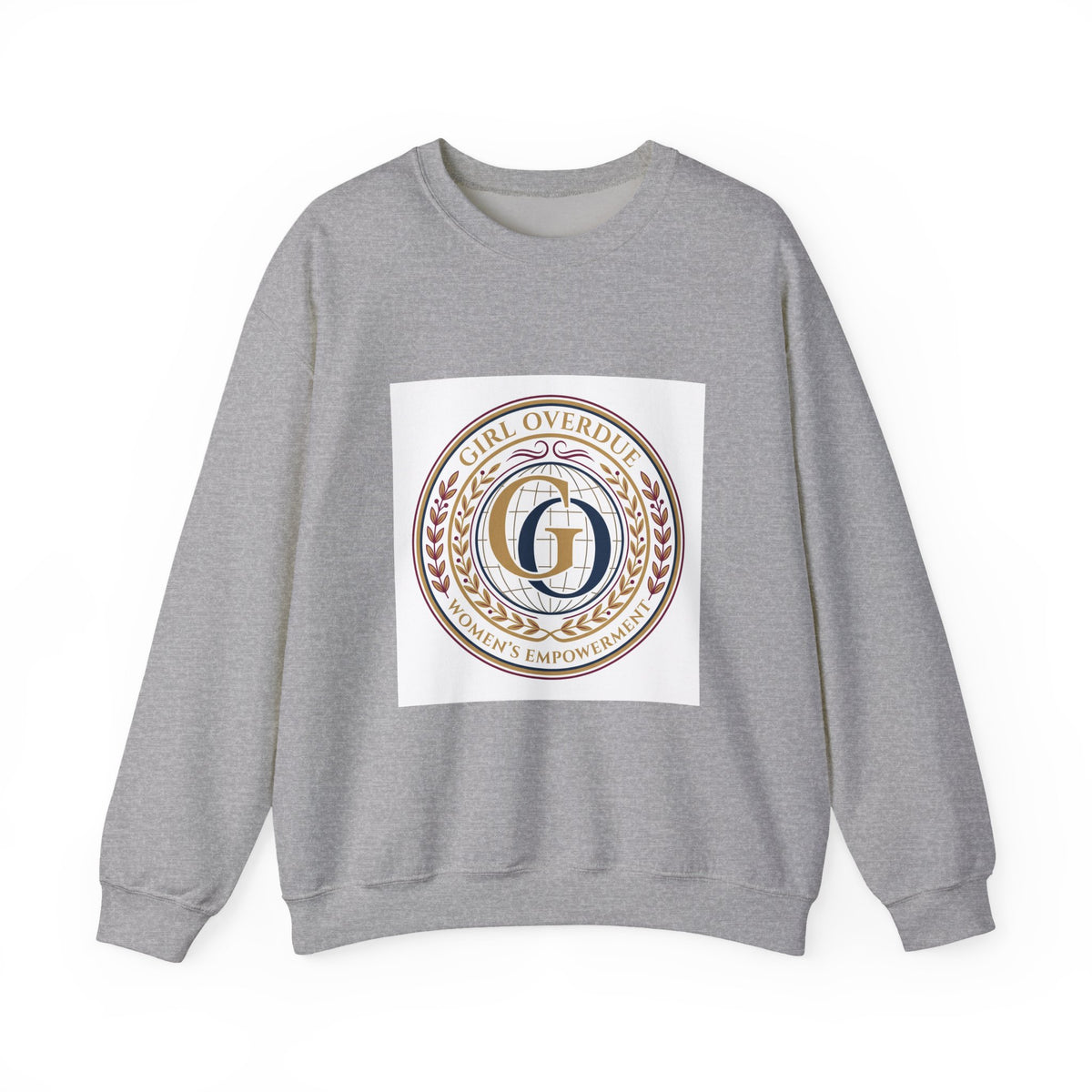 Crewneck Sweatshirt — 'Girl Overdel' Emblem, Women's Empowerment College-Style Pullover