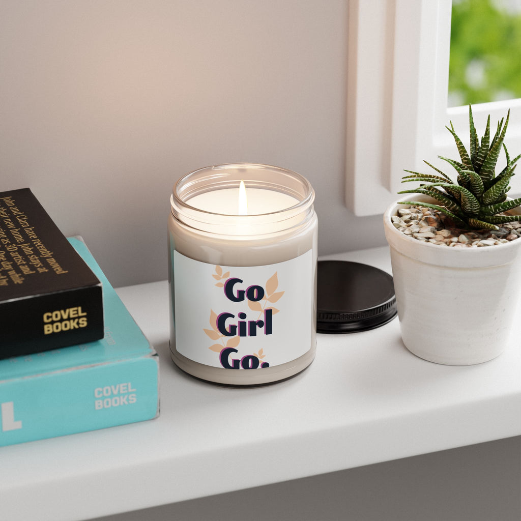 Motivational Soy Candle — "Go Girl Go" Scented 9oz Jar (Gift for Her, Encouragement)