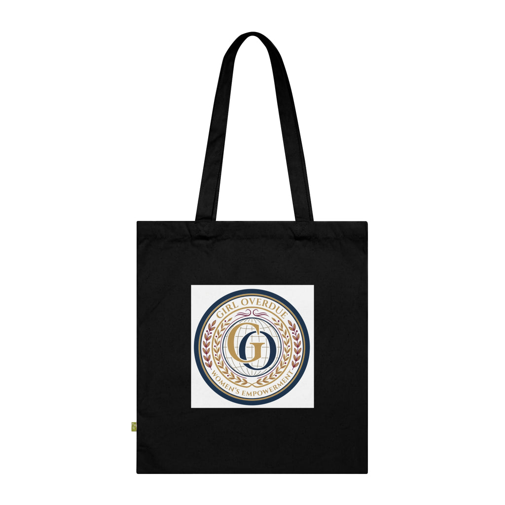 Girl Overdoing It Emblem Tote Bag — Organic Cotton Navy Reusable Shopper