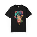 Floral Portrait Graphic T‑Shirt — Colorful Woman Face Art Tee