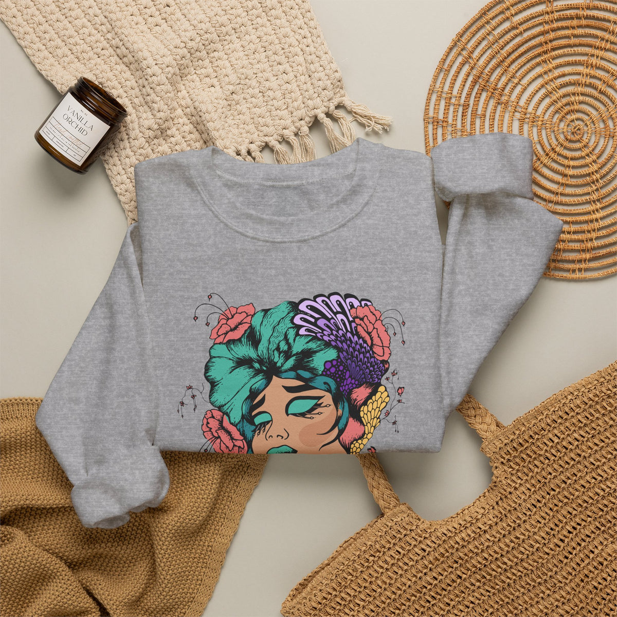 Surreal Floral Portrait Crewneck Sweatshirt