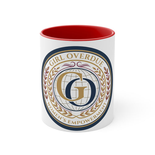 Girl Overdue Women’s Empowerment Accent Mug — Inspirational Pink-Trim Coffee Cup