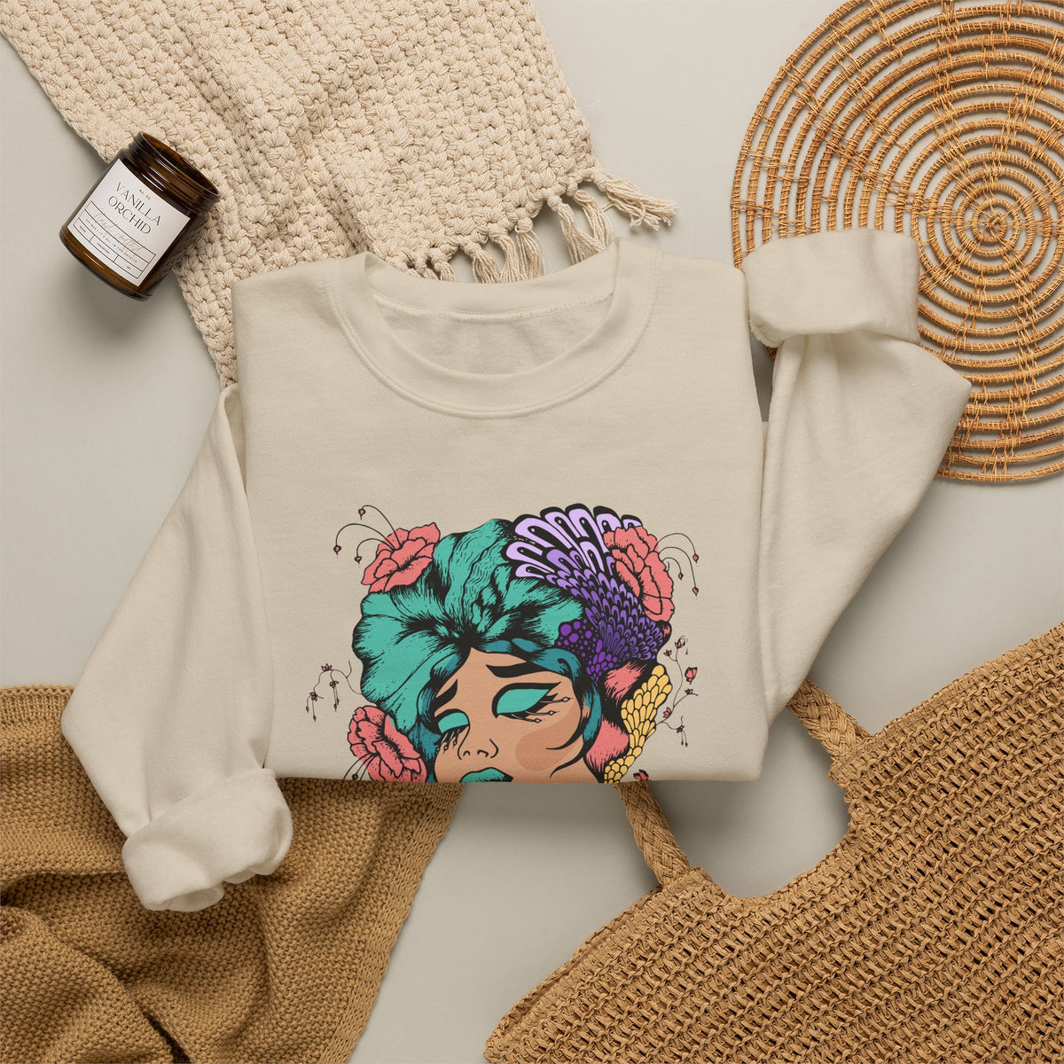 Surreal Floral Portrait Crewneck Sweatshirt