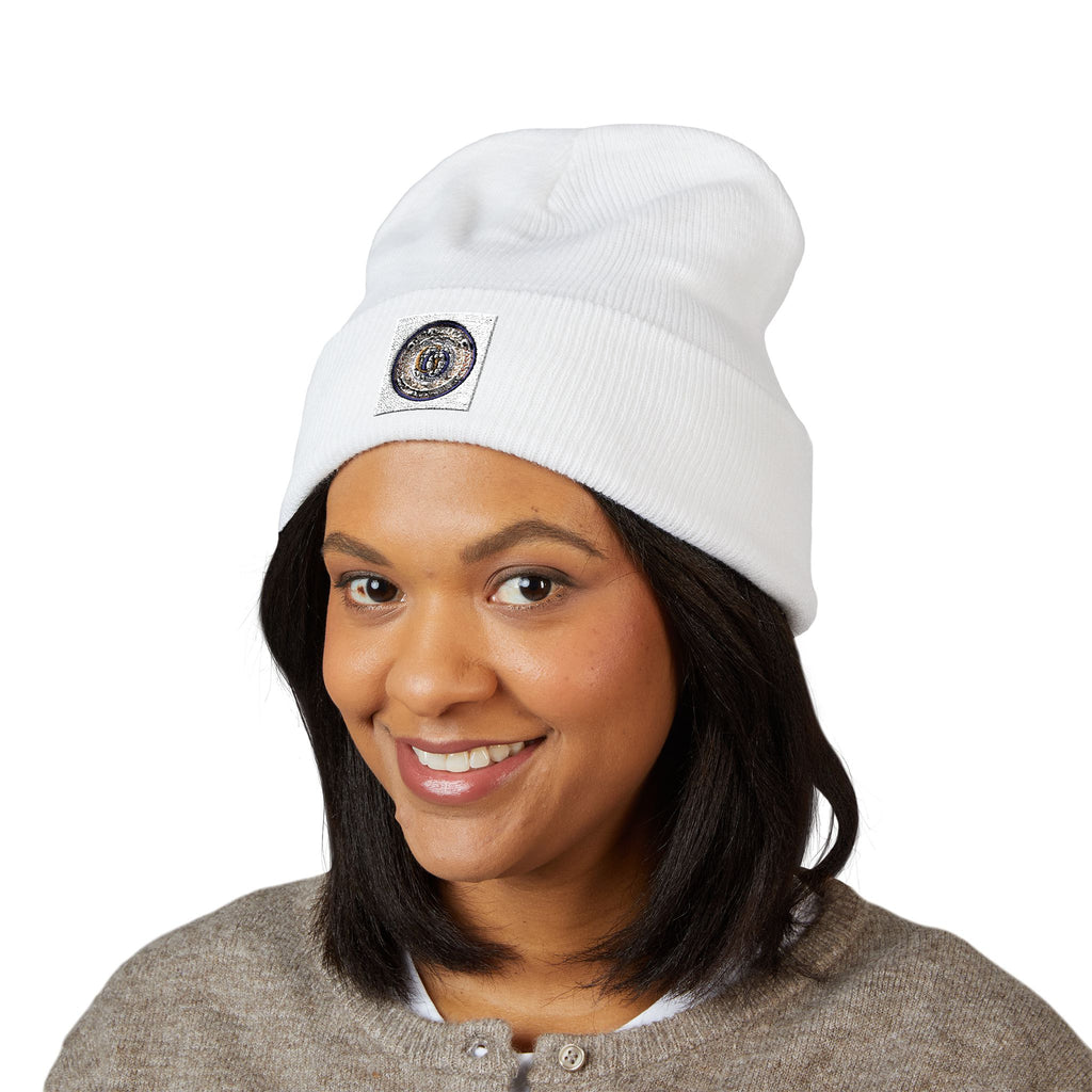 Embroidered Minimalist Circle Logo Cuffed Beanie
