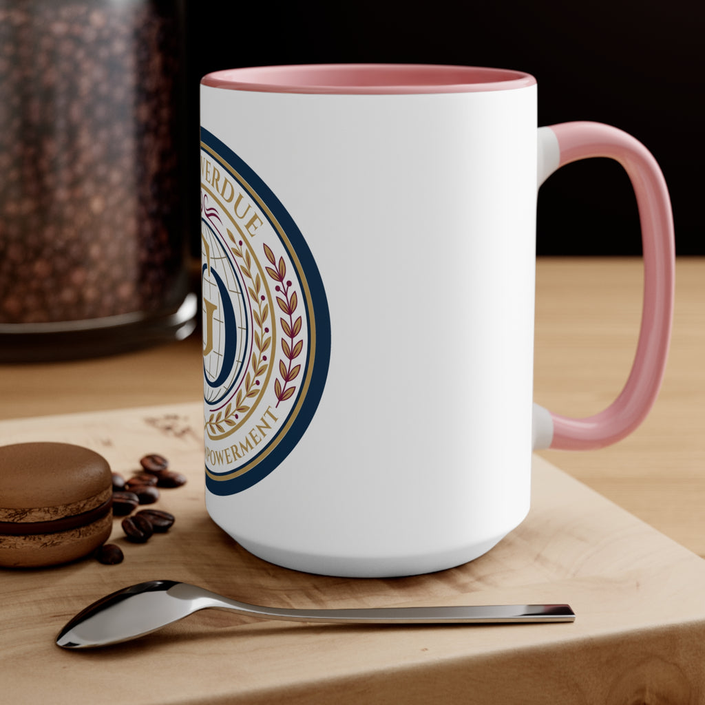 Girl Overdue Women’s Empowerment Accent Mug — Inspirational Pink-Trim Coffee Cup