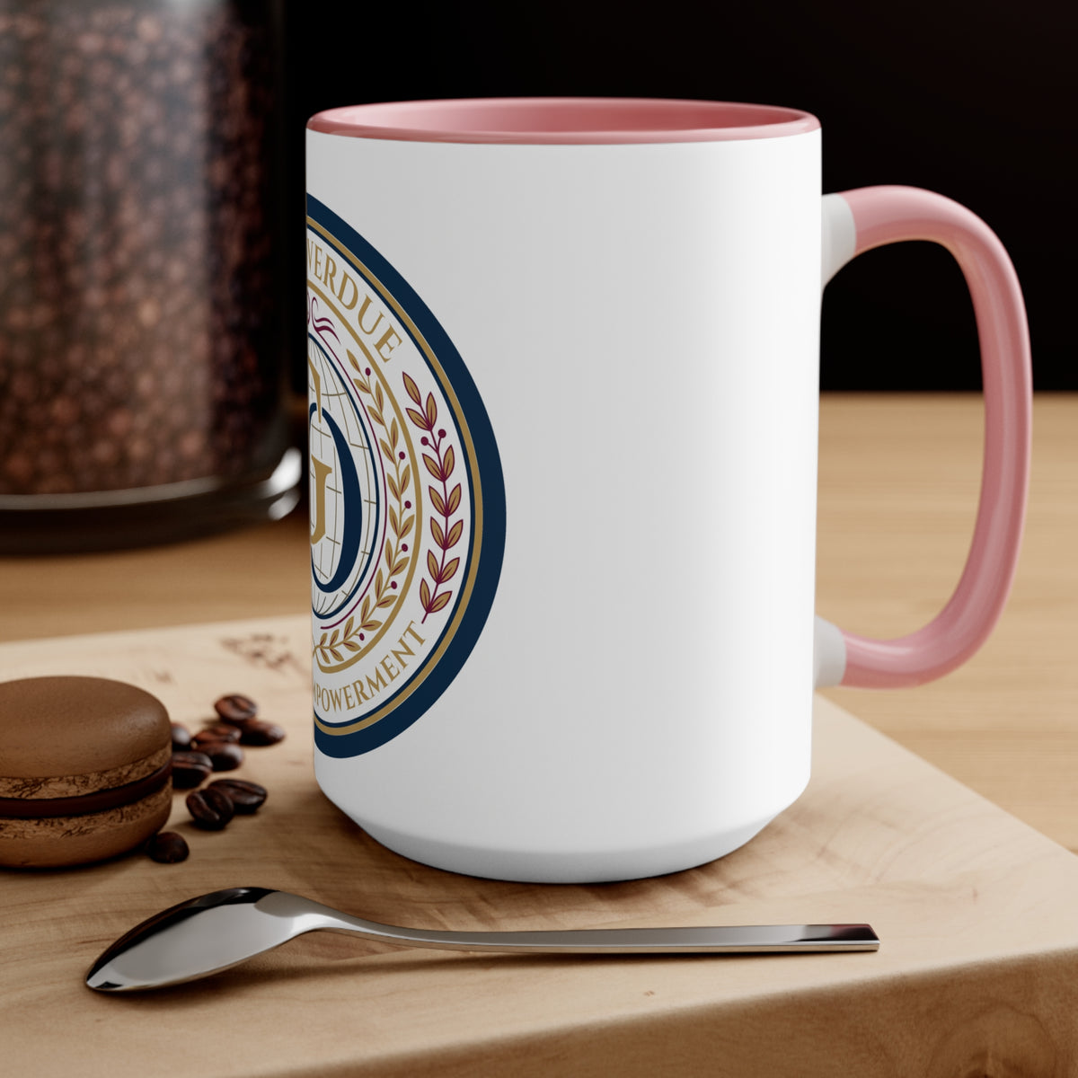 Girl Overdue Women’s Empowerment Accent Mug — Inspirational Pink-Trim Coffee Cup