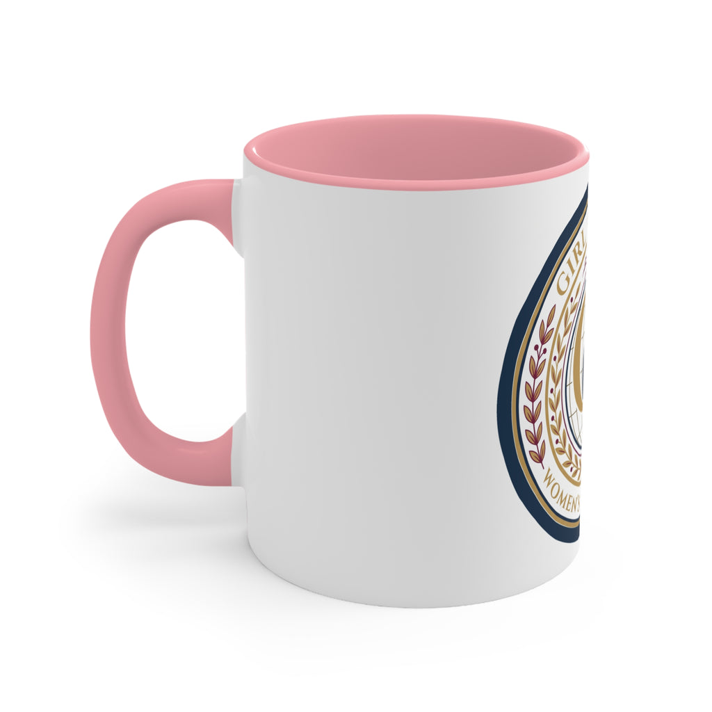 Girl Overdue Women’s Empowerment Accent Mug — Inspirational Pink-Trim Coffee Cup