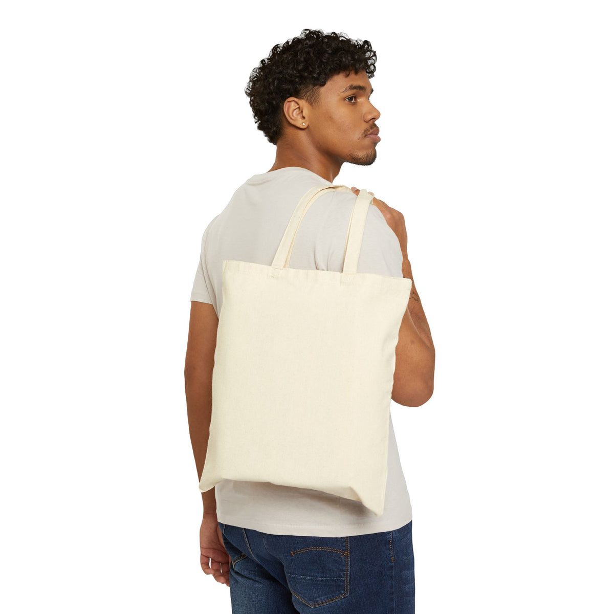 Floral Femme Portrait Tote Bag — Eco Canvas Market Bag with Colorful Botanical Illustration