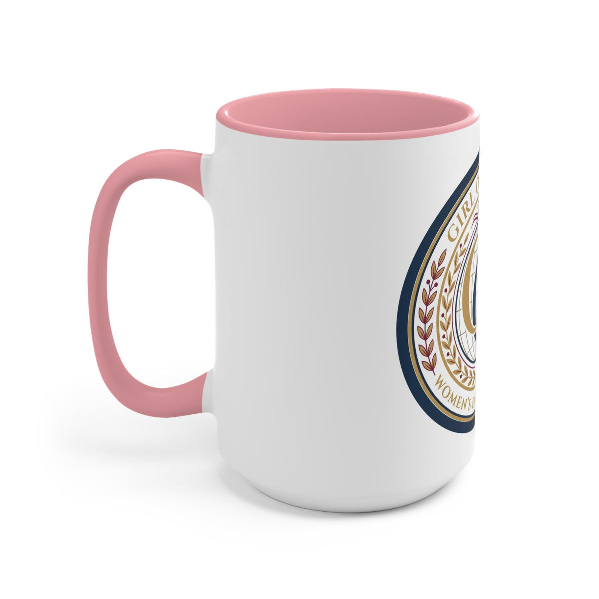 Girl Overdue Women’s Empowerment Accent Mug — Inspirational Pink-Trim Coffee Cup