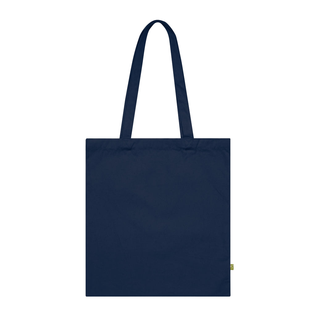 Girl Overdoing It Emblem Tote Bag — Organic Cotton Navy Reusable Shopper