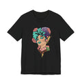 Floral Goddess Art Tee — Colorful Woman Portrait Graphic T-Shirt