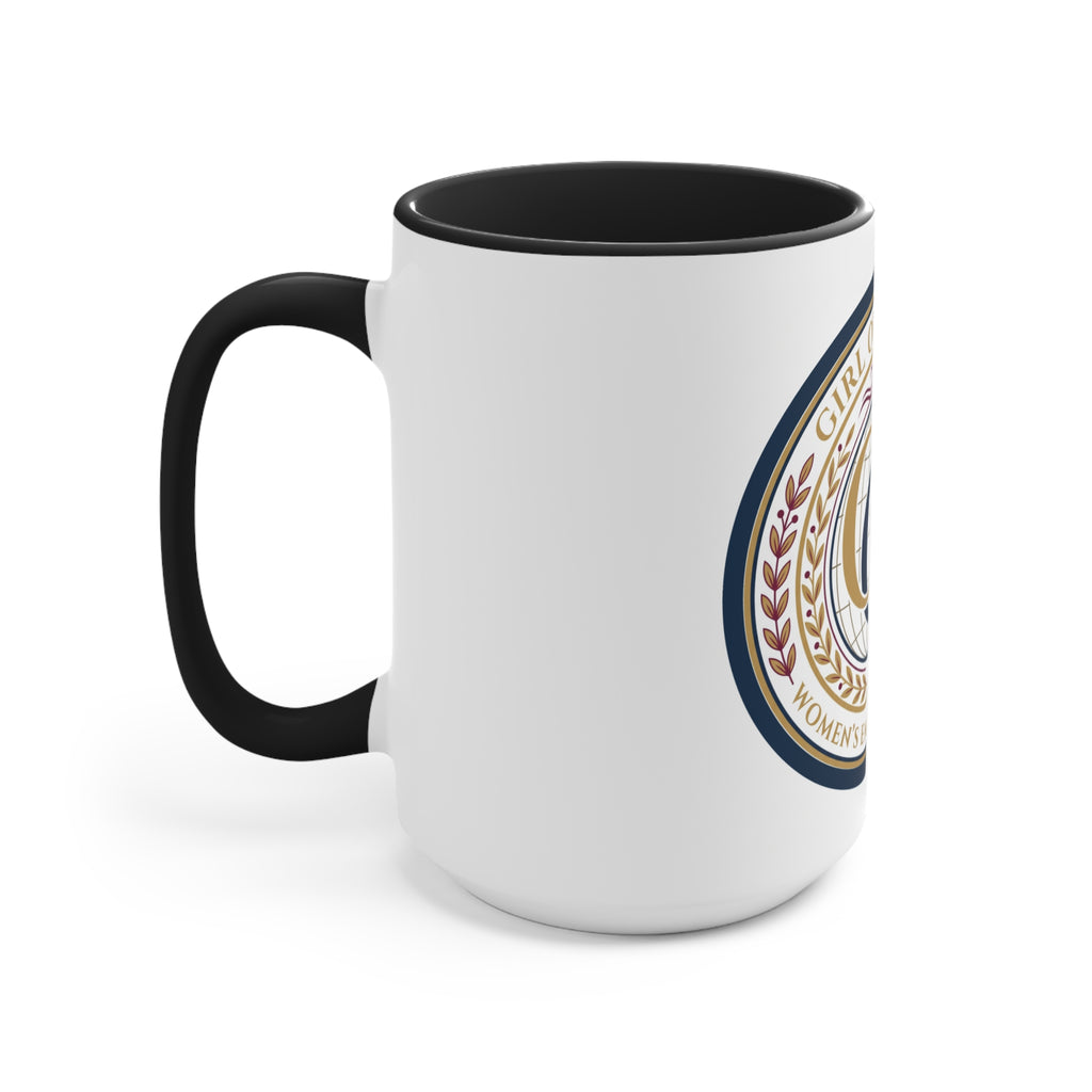 Girl Overdue Women’s Empowerment Accent Mug — Inspirational Pink-Trim Coffee Cup