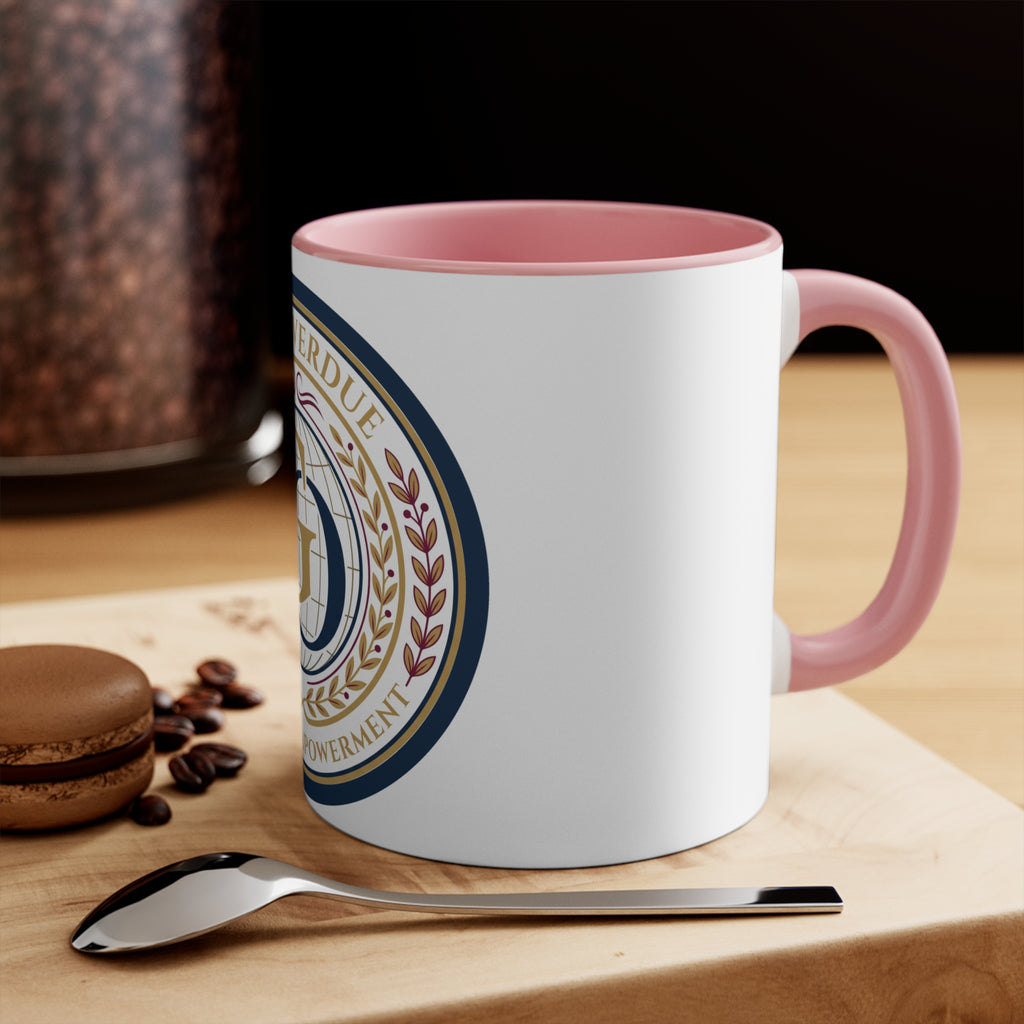 Girl Overdue Women’s Empowerment Accent Mug — Inspirational Pink-Trim Coffee Cup