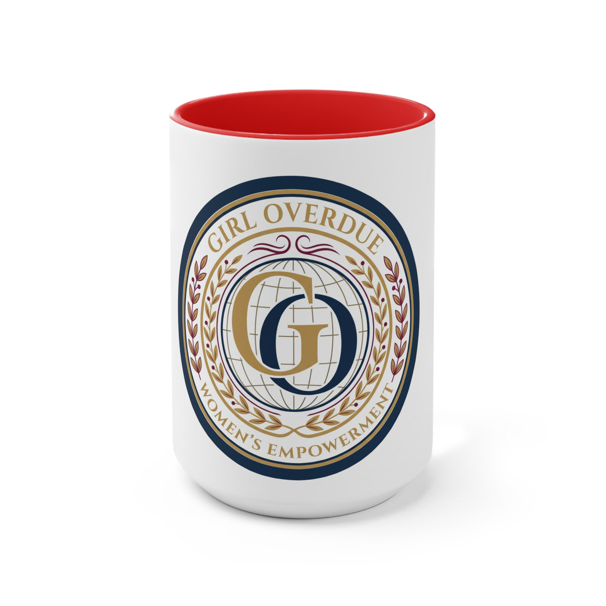 Girl Overdue Women’s Empowerment Accent Mug — Inspirational Pink-Trim Coffee Cup