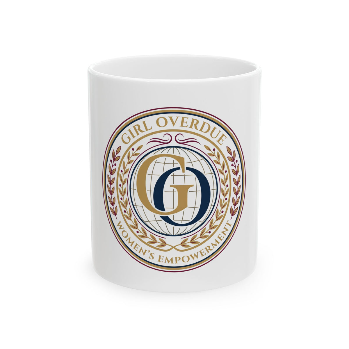Ceramic Mug — "Girl Overdue" Women's Empowerment Emblem Coffee Mug (11oz/15oz)