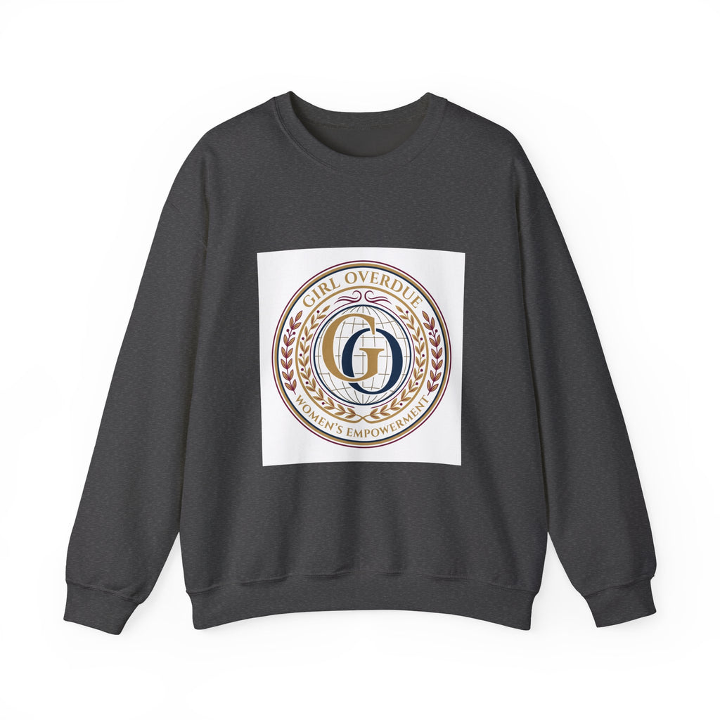 Crewneck Sweatshirt — 'Girl Overdel' Emblem, Women's Empowerment College-Style Pullover