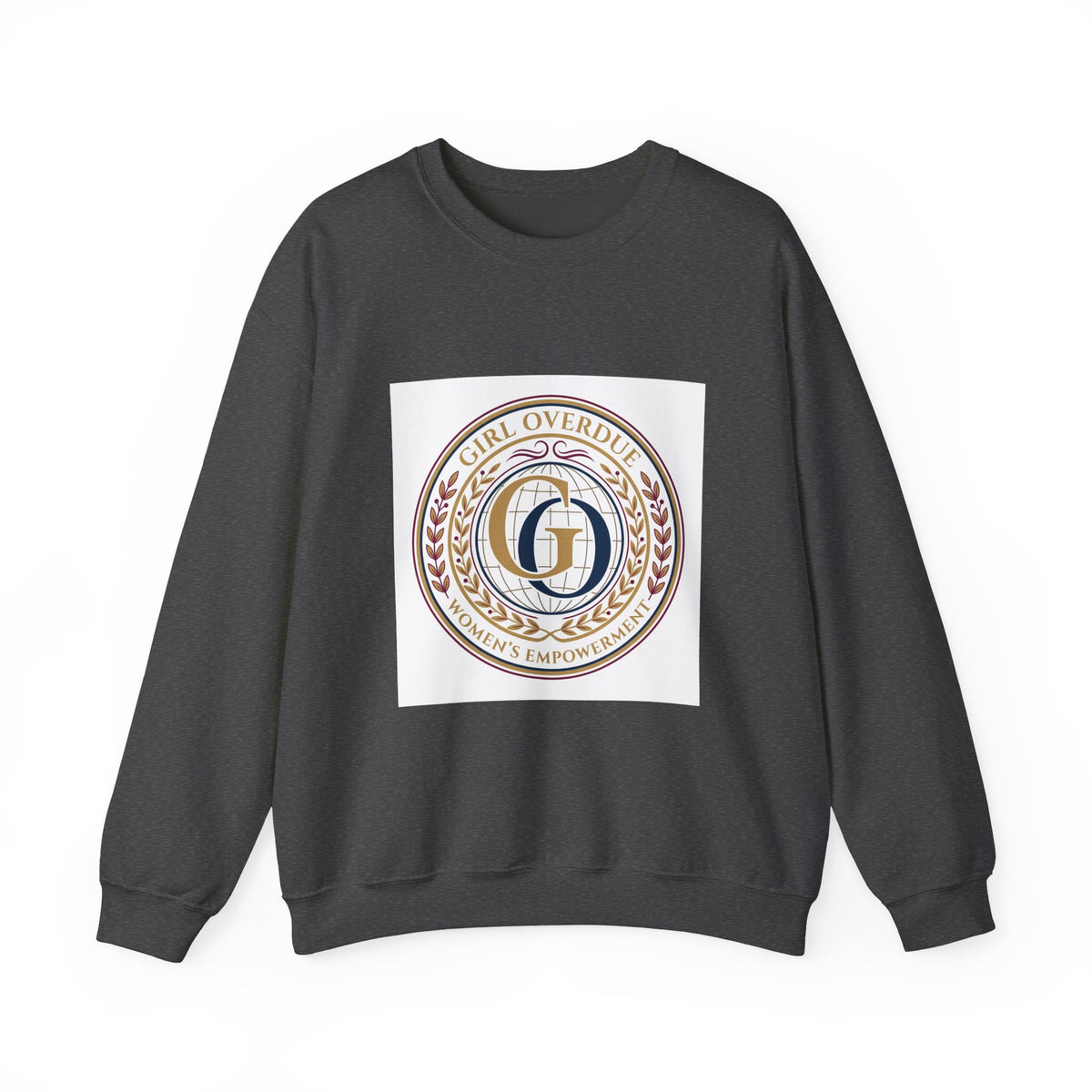 Crewneck Sweatshirt — 'Girl Overdel' Emblem, Women's Empowerment College-Style Pullover