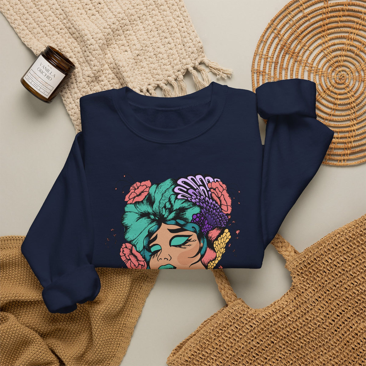 Surreal Floral Portrait Crewneck Sweatshirt