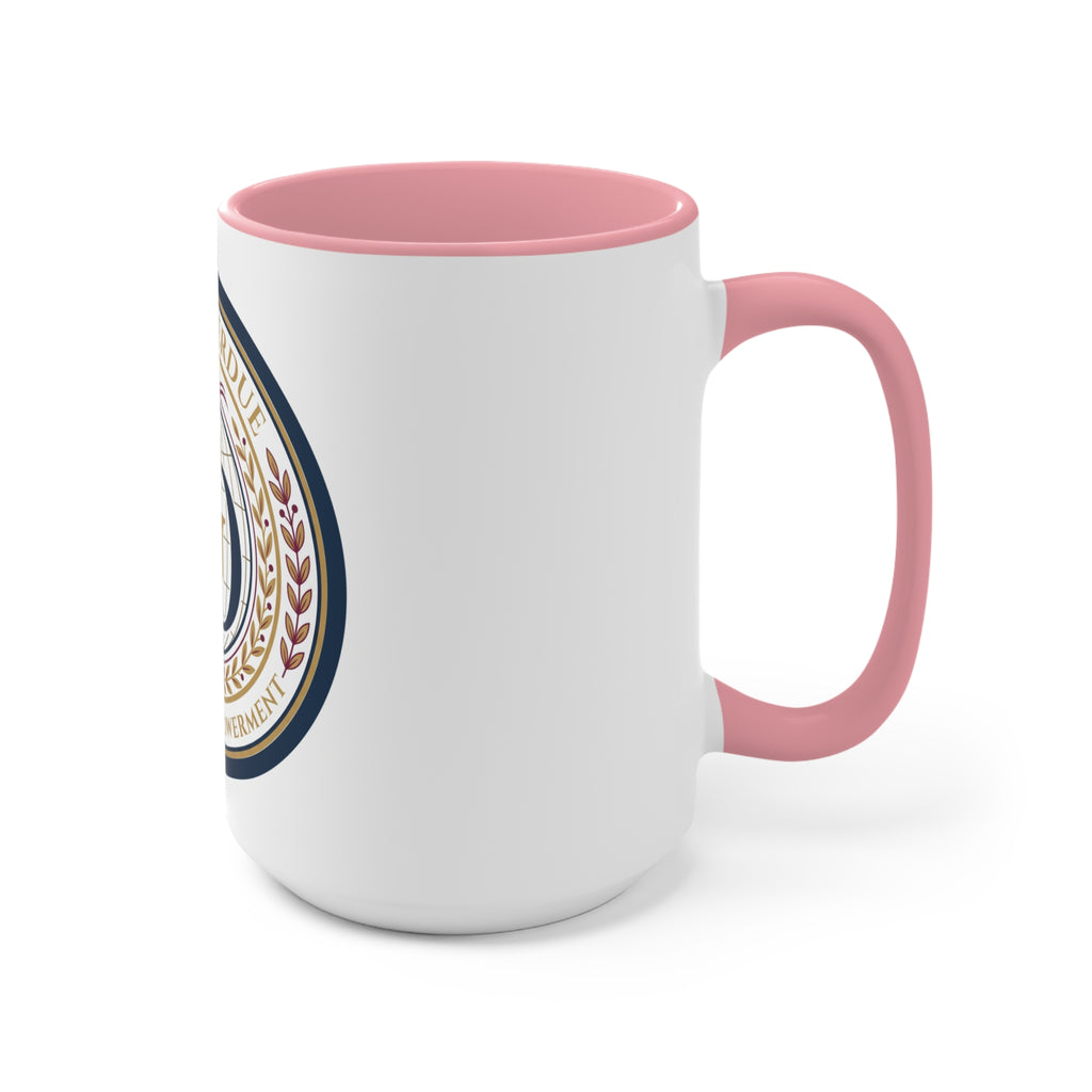 Girl Overdue Women’s Empowerment Accent Mug — Inspirational Pink-Trim Coffee Cup