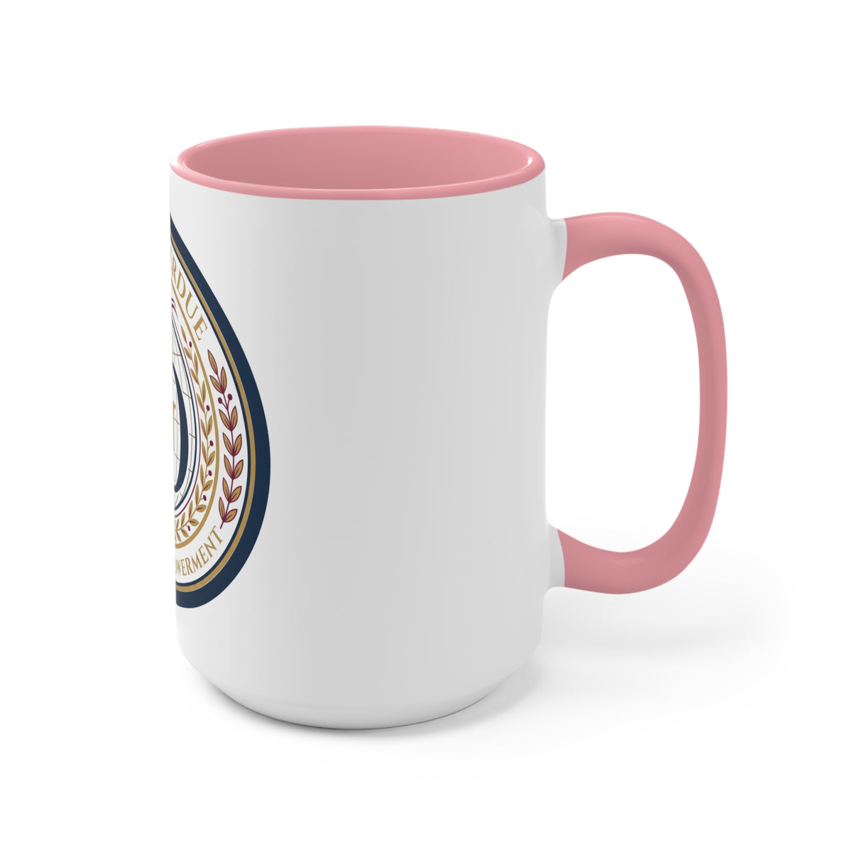 Girl Overdue Women’s Empowerment Accent Mug — Inspirational Pink-Trim Coffee Cup