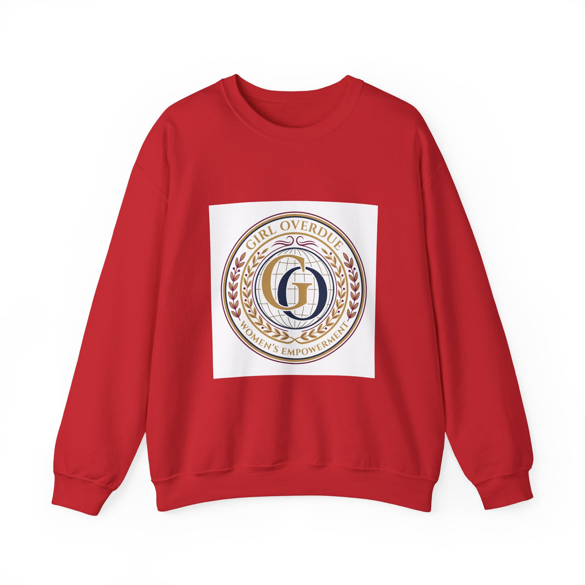 Crewneck Sweatshirt — 'Girl Overdel' Emblem, Women's Empowerment College-Style Pullover