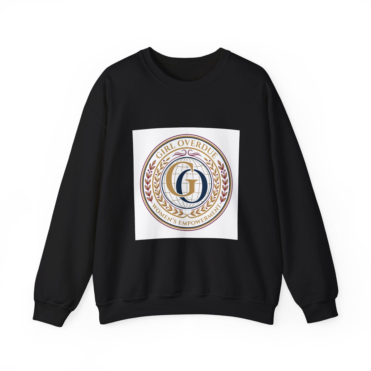Crewneck Sweatshirt — 'Girl Overdel' Emblem, Women's Empowerment College-Style Pullover