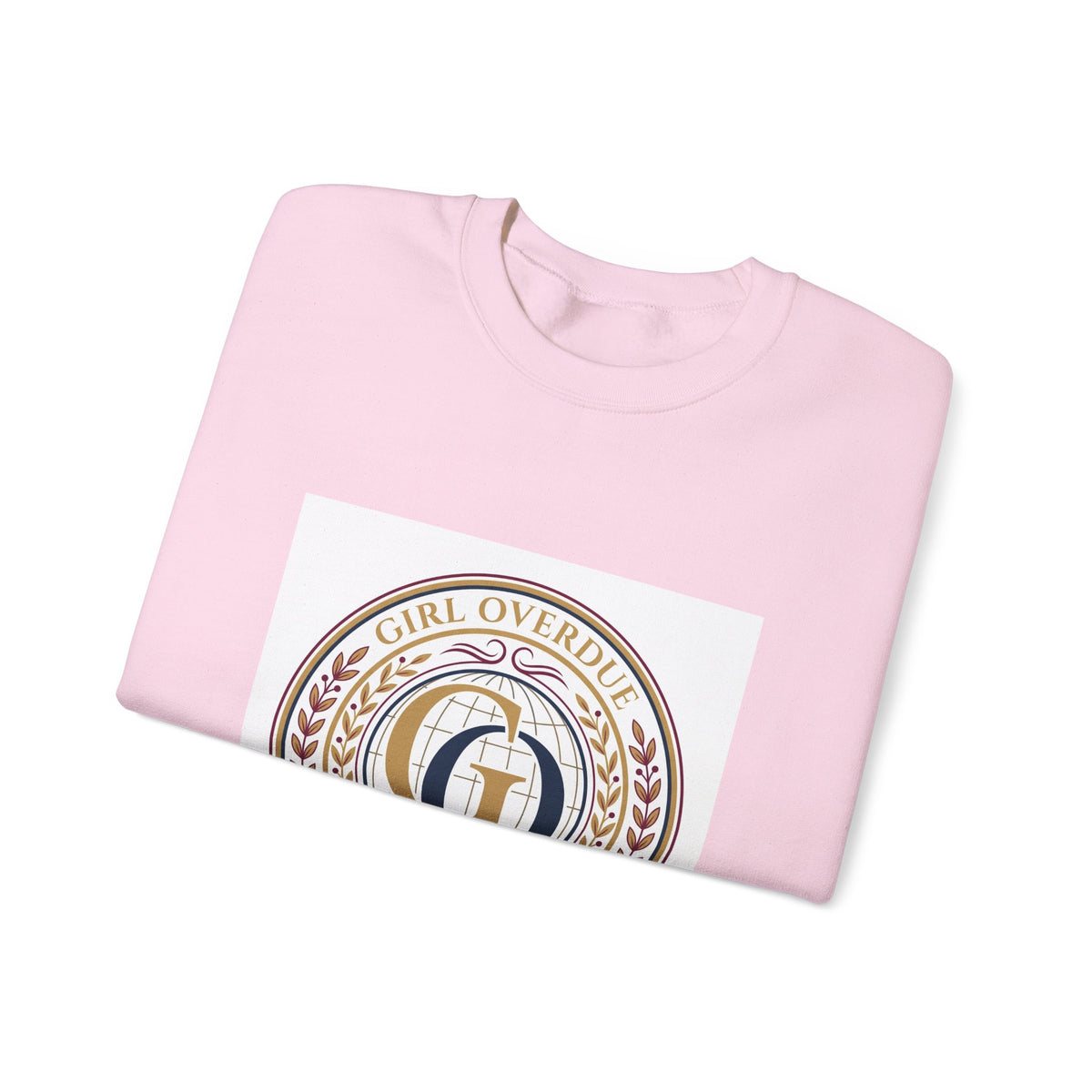Crewneck Sweatshirt — 'Girl Overdel' Emblem, Women's Empowerment College-Style Pullover