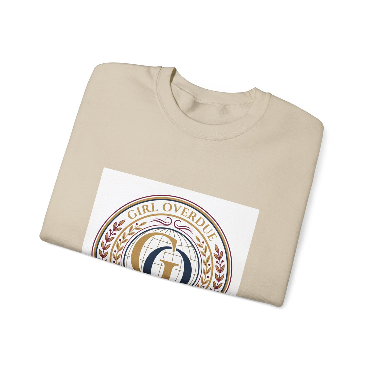 Crewneck Sweatshirt — 'Girl Overdel' Emblem, Women's Empowerment College-Style Pullover